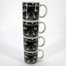 LOT OF (4) 12 OZ BLACK & WHITE TAYLOR & NG 1978 MUGS CUPS MARSHLAND DUCK MOTIF picture