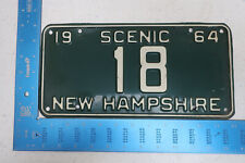 1964 64 NEW HAMPSHIRE NH LICENSE PLATE #18 LOW NUMBER TWO 2 DIGIT TAG picture