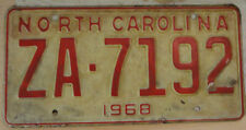 NOS 1968 North Carolina license plate ZA 7192 new NC picture