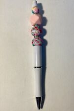 NEW Beaded Ink Pens Custom Penpal Stationery Ballpoint Pink White Floral picture