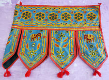 Indian Toran Elephant Embroidered Mirrored Tribal Tapestry Decor Door Valance picture