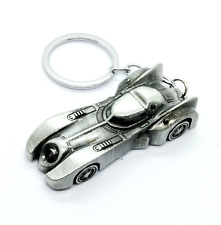 BATMOBILE KEYCHAIN Silver Batman Metal Car Comic Superhero Key Chain/Keyring picture