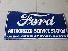 PORCELAIN GENUINE FORD PARTS ENAMEL SIGN 60X24 INCHES picture