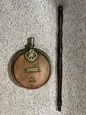 Vintage Long Wood Handle Copper & Brass Bed Warmer 