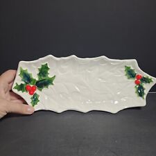 RARE White Lefton Holly & Berry Serving Tray #6057 1970/71 picture