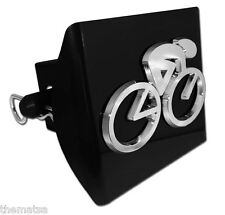 CYCLING LOGO SHINY CHROME BLACK ON PLASTIC USA MADE TRAILER HITCH COVER  picture