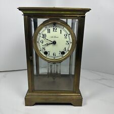 Vintage Seth Thomas Brass & Glass Crystal Regulator Shelf Mantle Clock As Is picture