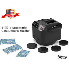 2 in 1 Automatic Playing Card Shuffler And Dealer Machine Black With Remotes NEW picture