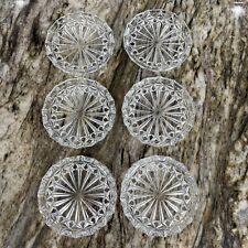Vintage Cut Glass Coasters Set Of 6 Clear Beautiful Starburst Pattern picture