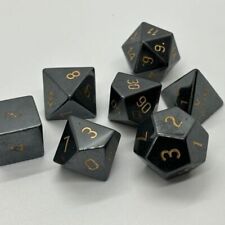 Galactic Dice Premium Dice Sets - Hematite with Gold Numbers Set of 7 Stone Dice picture