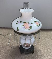 Vintage Hurricane Victorian Parlor Lamp, Hand Painted, Dangling Pendants, 3-way  picture