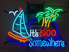 Its 5 O'Clock Somewhere Neon Sign Parrot Custom Handmade Home Beer Bar Pub Recre picture