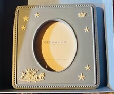 NEW BOX BLUE  BOY Jasperware WHITE ON BLUE  4x4 Picture Frame Wedgwood MADE UK picture