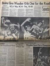UCLA Bruins 10th Championship 1975 LA Times Newspaper John Wooden Final Game picture