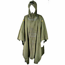 Poncho 100%Waterproof Hooded Drawstring Press-stud Rubberized German Army OG VGC picture