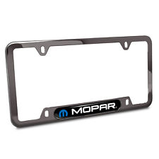 Mopar Black Insert Gunmetal Chrome Stainless Steel License Plate Frame picture