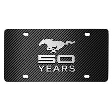 Ford Mustang 50 Years 3D Logo Black Carbon Fiber Patten Steel License Plate picture