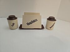 Vtg MCM Dawn USA Plastic Salt & Pepper Shakers And Napkin Holder Brown & Tan picture