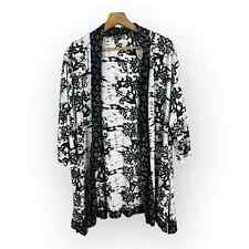 Soft Surrounding Large Kimono Over Piece Cardigan Coverup Black White 28188 picture