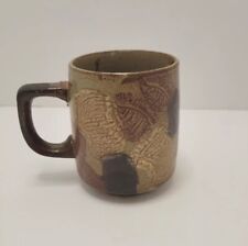 Vintage Mug Brown Pottery Studio Style Abstract Floral picture