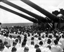 USS South Dakota Crew Benediction Service off Guam 8x10 WWII WW2 Photo 669 picture