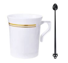 Nervure 60 Pack White Plastic Coffee Mugs with 60 PCS Black Coffee Stirrers -... picture