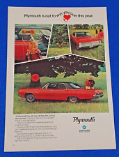 1967 PLYMOUTH FURY 440 V-8 ORIGINAL COLOR PRINT AD SHIPS FREE CHRYSLER LOT RED picture