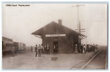 1960's CB&Q Payne Iowa Railroad Vintage Train Depot Station RPPC Photo Postcard picture