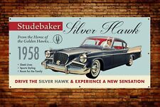 Studebaker Hawk 1958 Dealership Advertising Garage Banner 4'x2' Made In The USA picture