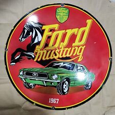 FORD MUSTANG PORCELAIN ENAMEL SIGN 30 INCHES ROUND picture