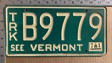 1971 Vermont truck license plate B 9779 palindrome 12941 picture