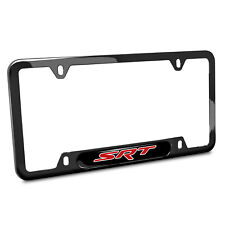 SRT Logo Black Insert Black Stainless Steel License Plate Frame for Dodge Jeep picture