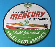 Vintage Mercury Outboards Sign - Porcelain Marine Man Cave Pump Service Sign picture