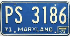 *BARGAIN BIN*  1971 Base 1975 Maryland License Plate #PS 3186 picture