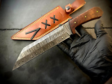 Jayger Handcrafted Damascus Steel Seax Knife | Leather Sheath | Wood Handle picture