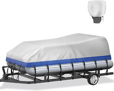 Pontoon Boat Cover Trailerable + Motor Cover, 800D Solution-Dyed Oxford Pontoon  picture