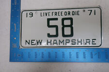 1971 71 NEW HAMPSHIRE NH LICENSE PLATE #58 LOW NUMBER TWO 2 DIGIT TAG picture