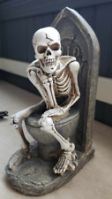 Rest In Peace Constipated Thinker Skeleton Sitting On Graveyard Toilet Statue picture