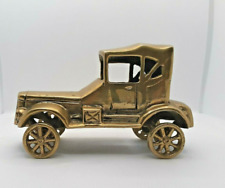 Vintage Antique Car 1930 Brass Model Figurine Moving Wheels Made in Korea picture