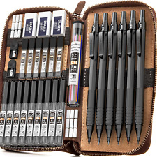 30PCS Black Metal Mechanical Pencils Set in Leather Case, Art Drafting Pencil 0. picture