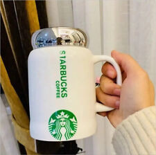 Starbucks Simple White Milk Mug Retro Classic Coffee Mug High Color with Lid picture