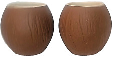 Vintage Trader Vics Coconut Mugs Set of 2 Tiki Bar Luau Pool Party 8 oz Cups USA picture