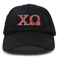 Chi Omega Sorority Hat Womens Greek Letters Embroidered Baseball Cap Black picture