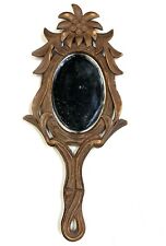 Antique Hand Mirror Black Forest Beveled Glass picture