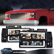 Smoked Lens LED Tube Headlights Lamps Fit For 88-98 GMC Sierra C/K Silverado  picture