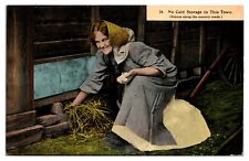1912 No Cold Storage in This Town, Girl Gathering Eggs, Mattawan, MI Postmarked  picture