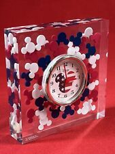 MICKEY MOUSE DESK CLOCK Disney Ears ACRYLIC LUCITE Confetti Patriot NEW BATTERY  picture