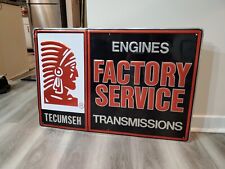 Original Vintage Tecumseh Engines Sign Metal Embossed Transmission Service Gas  picture