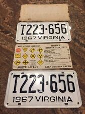 New NOS 1967 Virginia PAIR License Tags Plates #T223-656 Va picture