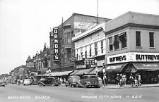 Postcard RPPC 1940s Iowa Mason City Business Block automobiles 23-13884 picture